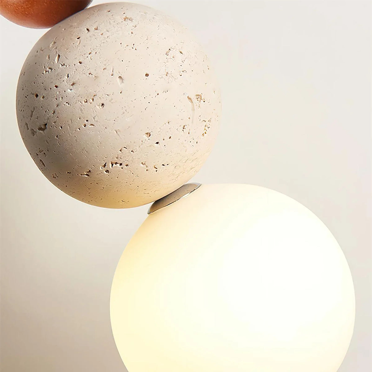Travertine Trio Orb Pendant Lamp – Travertine detail 12
