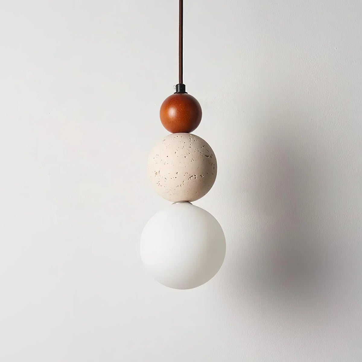 Travertine Trio Orb Pendant Lamp – Travertine detail 15