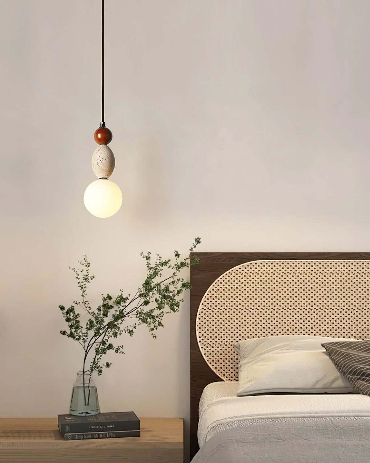 Travertine Trio Orb Pendant Lamp – Travertine detail 7