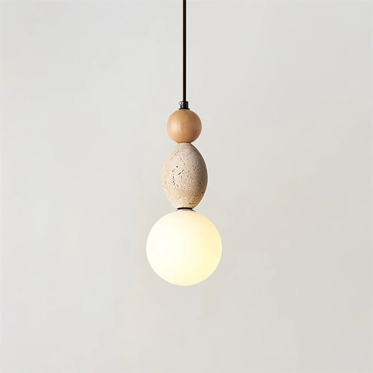 Travertine Trio Orb Pendant Lamp – Travertine detail 17