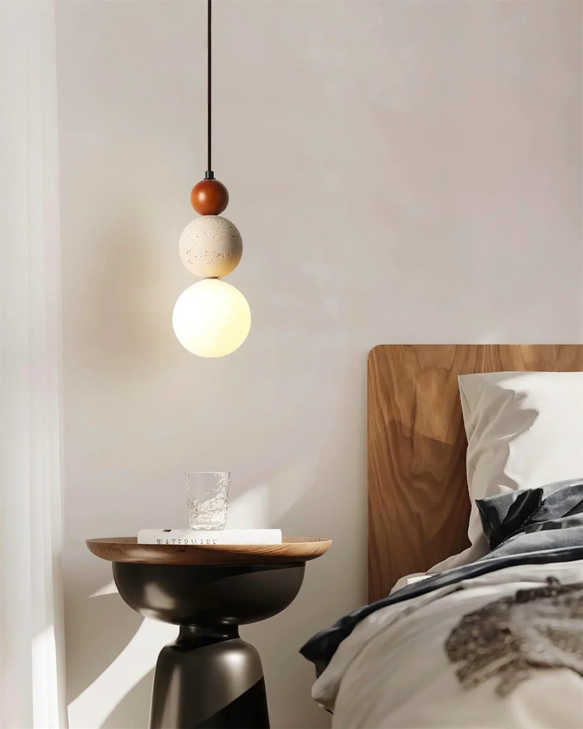 Travertine Trio Orb Pendant Lamp – Travertine detail 8