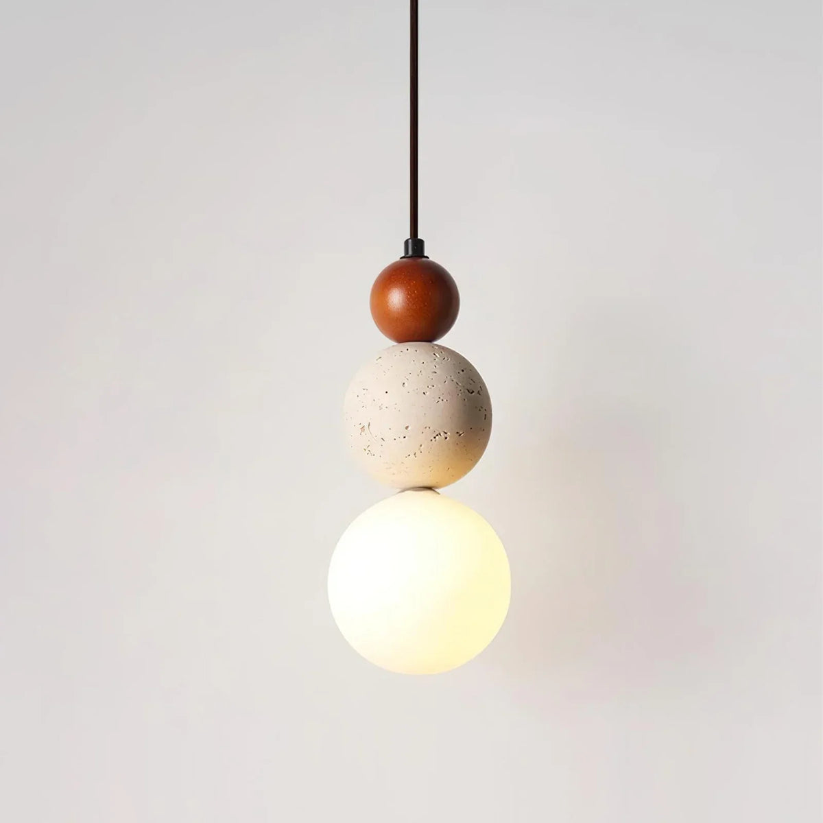 Travertine Trio Orb Pendant Lamp – Travertine detail 14