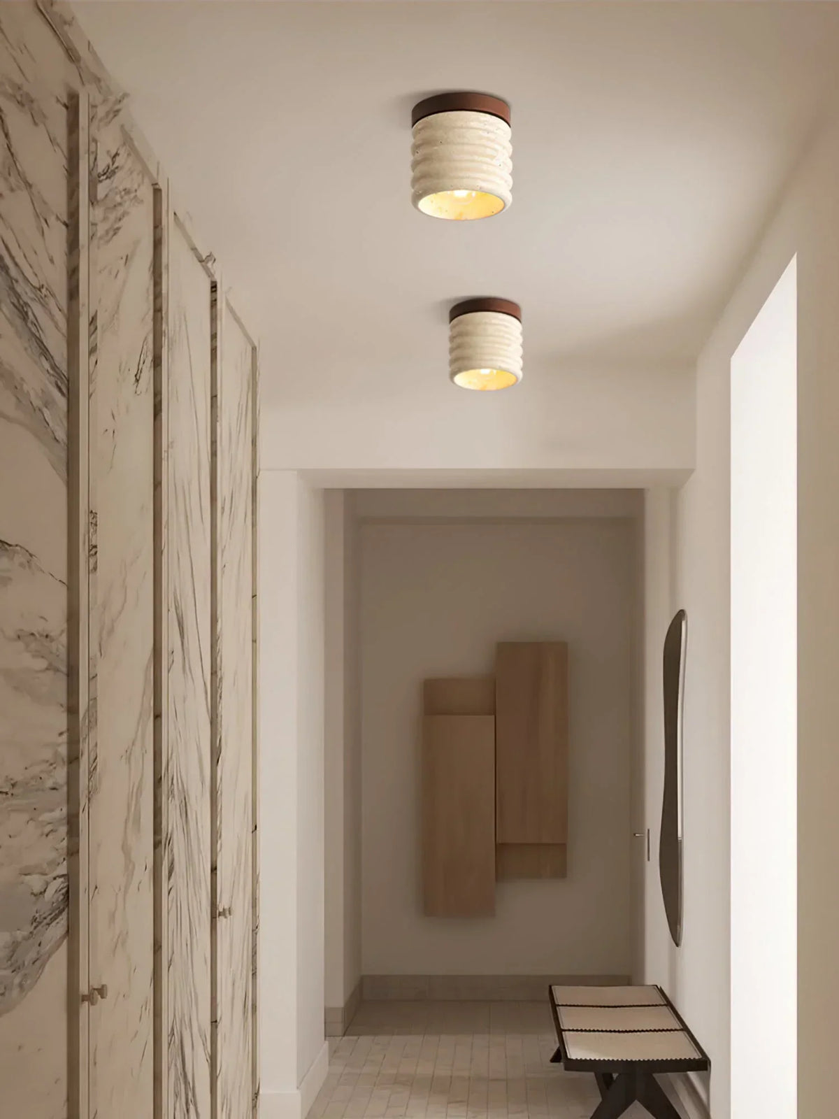 Travertine Vaarnii Ceiling Lamp – Travertine detail 9