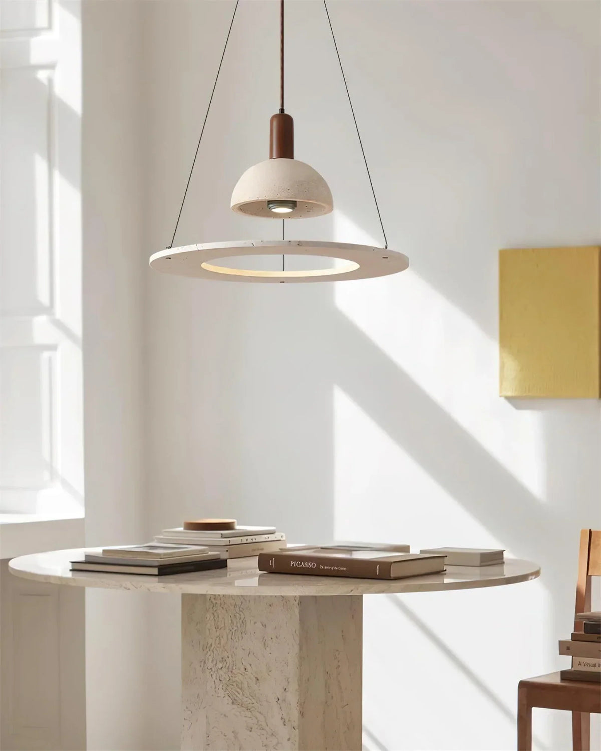 Travertine Vistara Geometric Pendant Lamp – Travertine detail 7