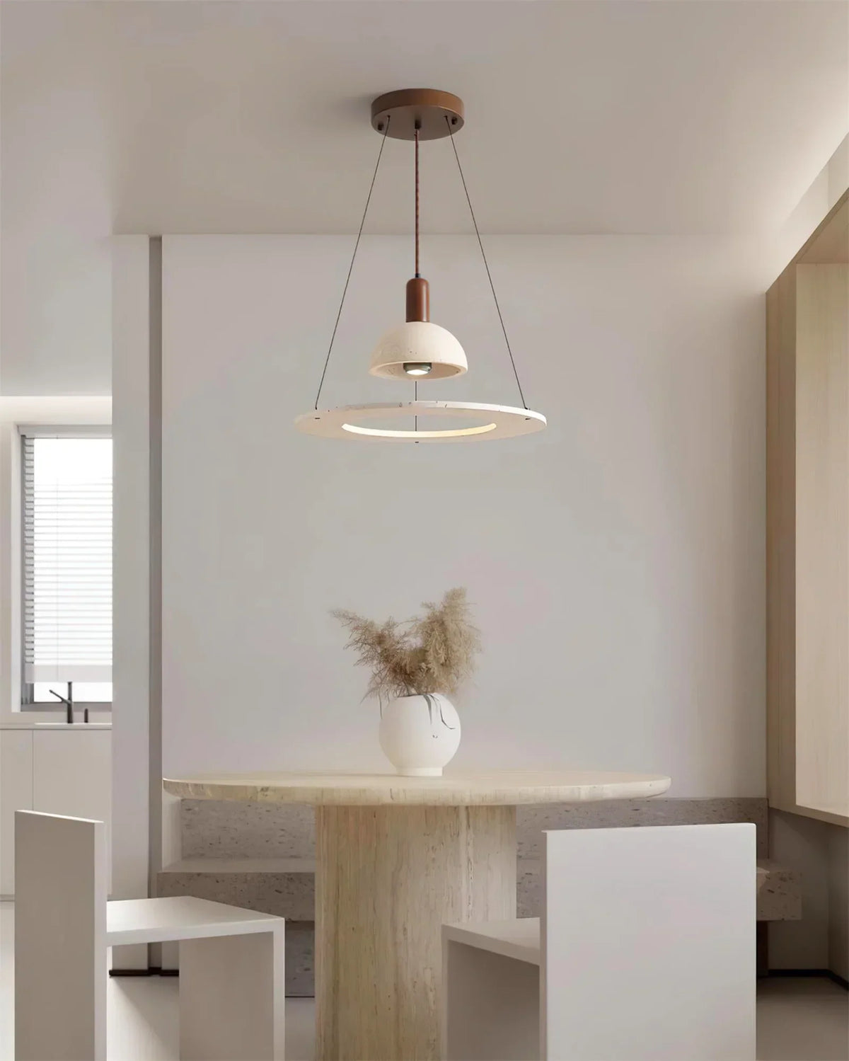 Travertine Vistara Geometric Pendant Lamp – Travertine detail 3