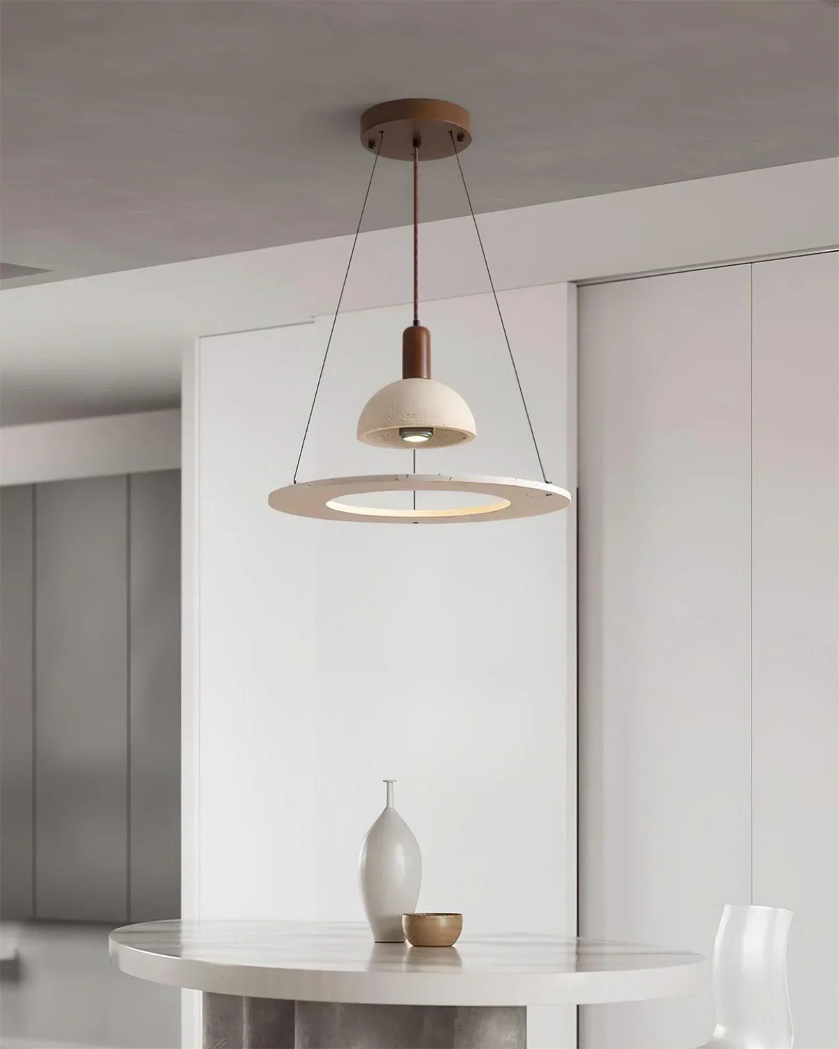 Travertine Vistara Geometric Pendant Lamp – Travertine detail 6