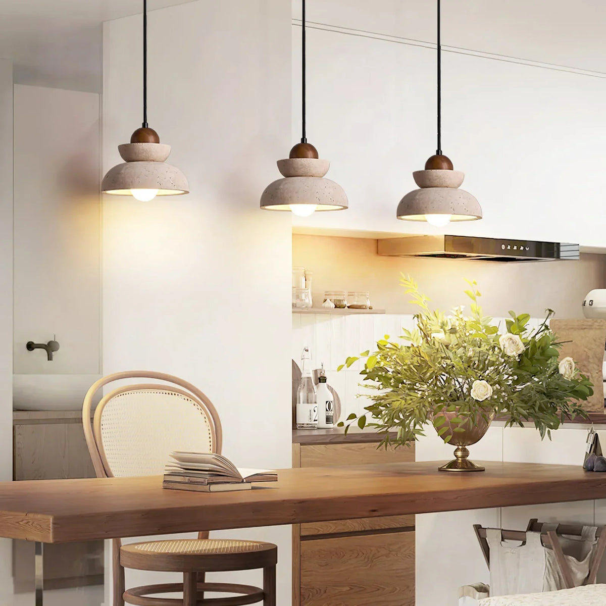 Travertine Zenith Tier Pendant Lamp – Travertine detail 2