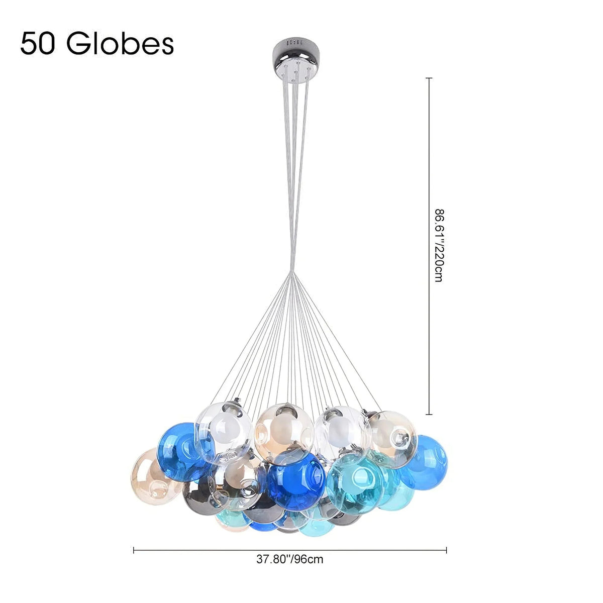 Multi-Color Globe Cluster Glass Chandelier – Glass detail 36