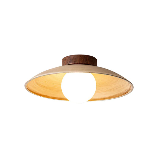 Vintage Wood Dome Glass Ceiling Light