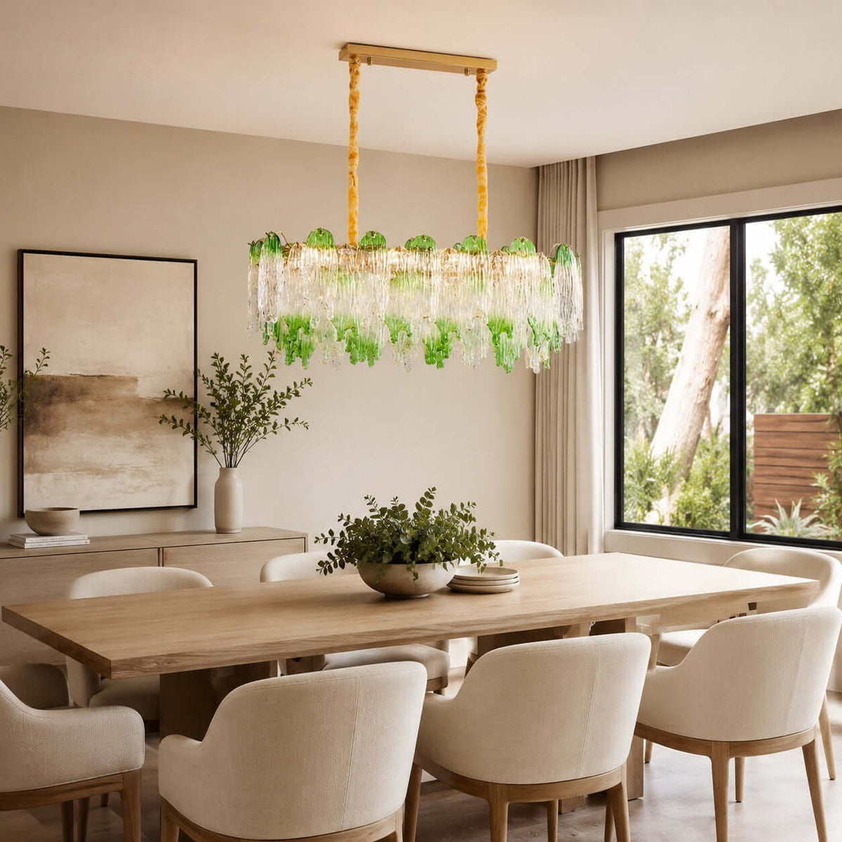 French Irregular Glass Linear Chandelier – Glass detail 8
