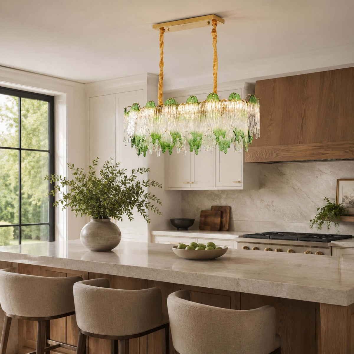 French Irregular Glass Linear Chandelier – Glass detail 9