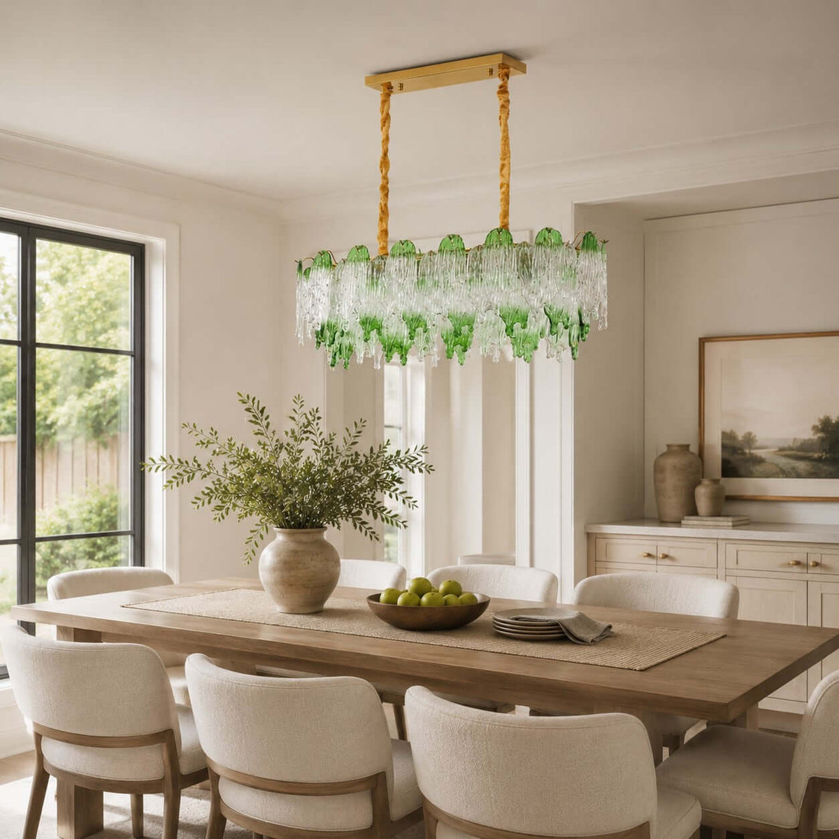 French Irregular Glass Linear Chandelier – Glass detail 14