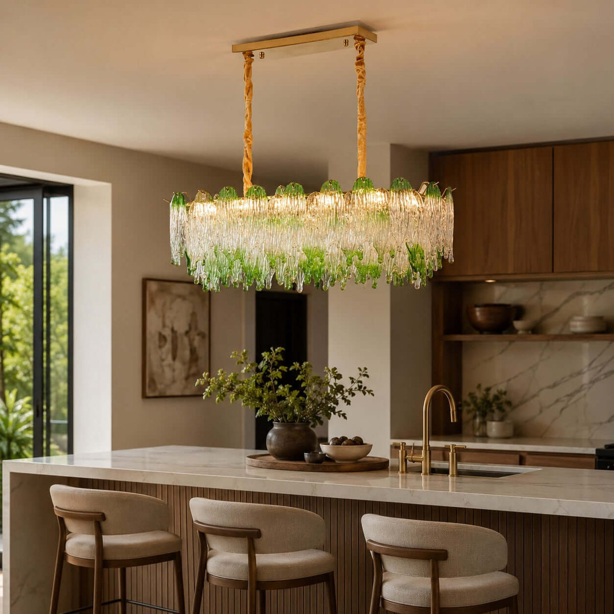 French Irregular Glass Linear Chandelier – Glass detail 3