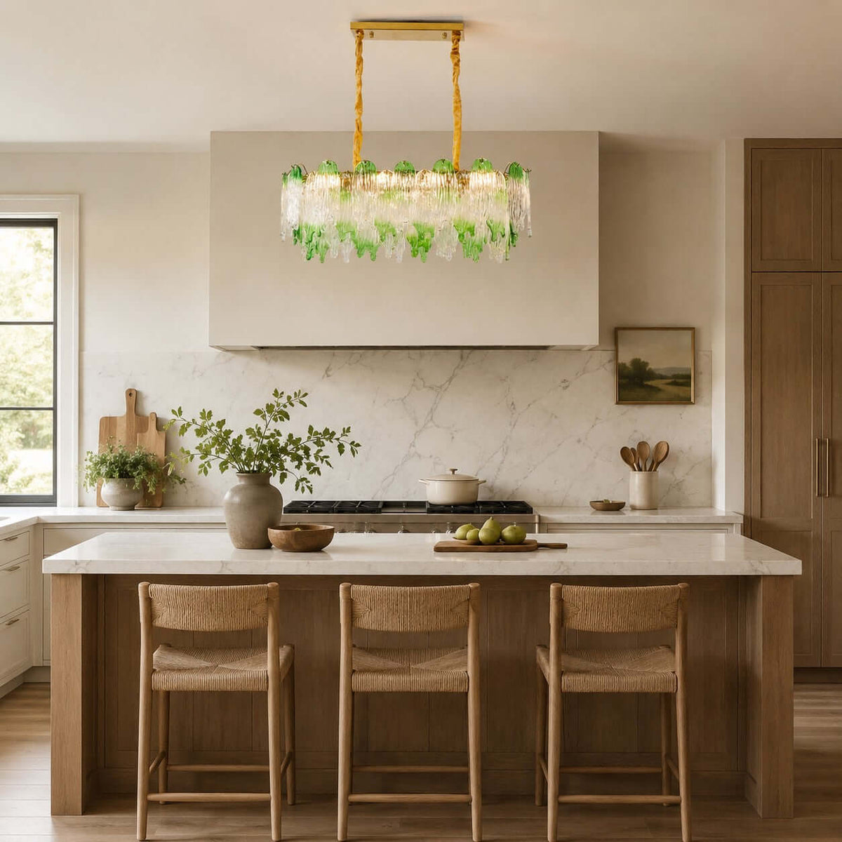 French Irregular Glass Linear Chandelier – Glass detail 7