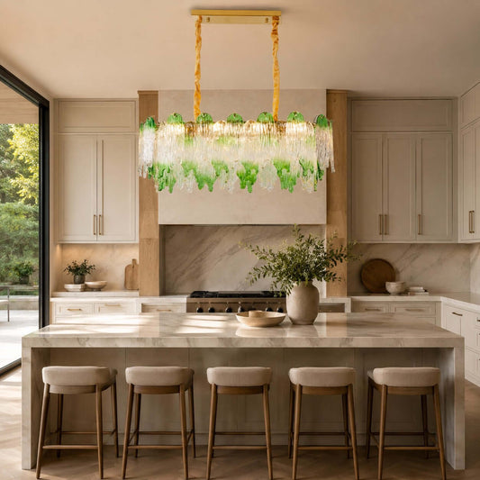 French Irregular Glass Linear Chandelier