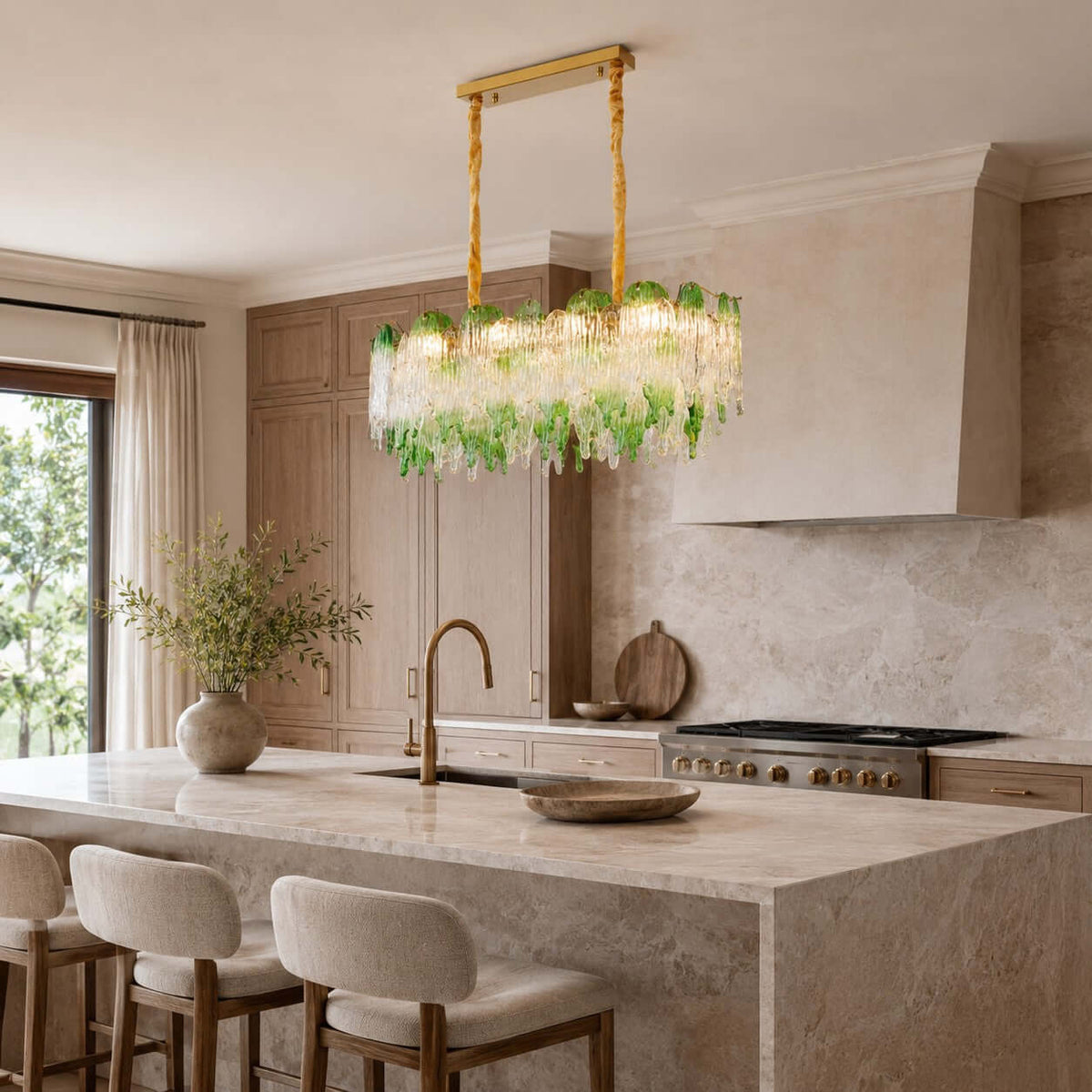 French Irregular Glass Linear Chandelier – Glass detail 6