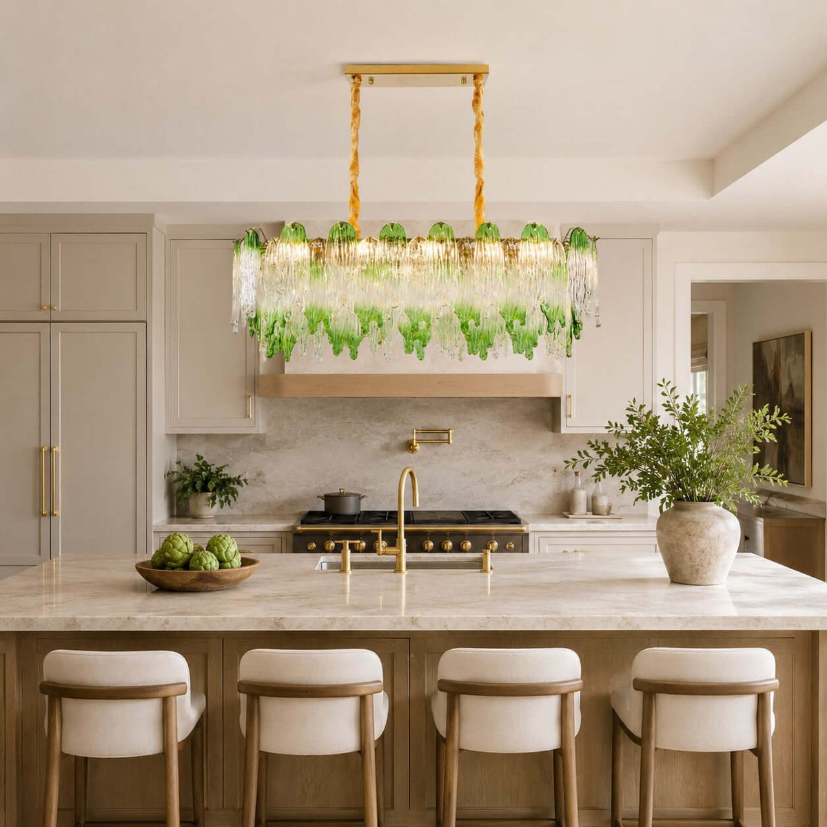 French Irregular Glass Linear Chandelier – Glass detail 5