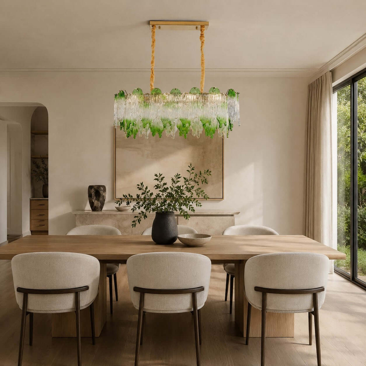 French Irregular Glass Linear Chandelier – Glass detail 10