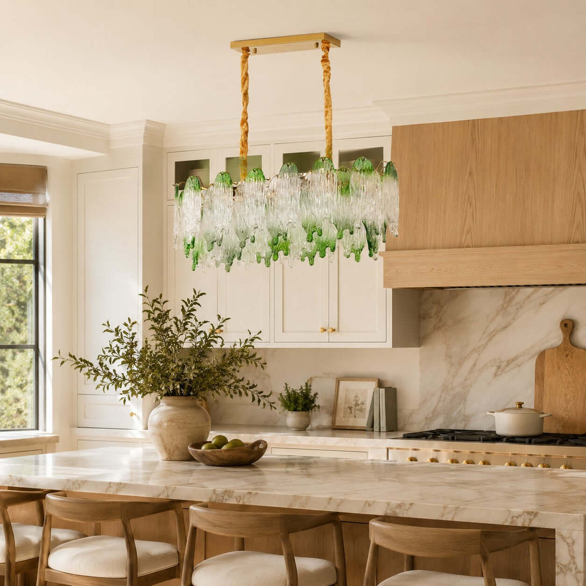 French Irregular Glass Linear Chandelier – Glass detail 13