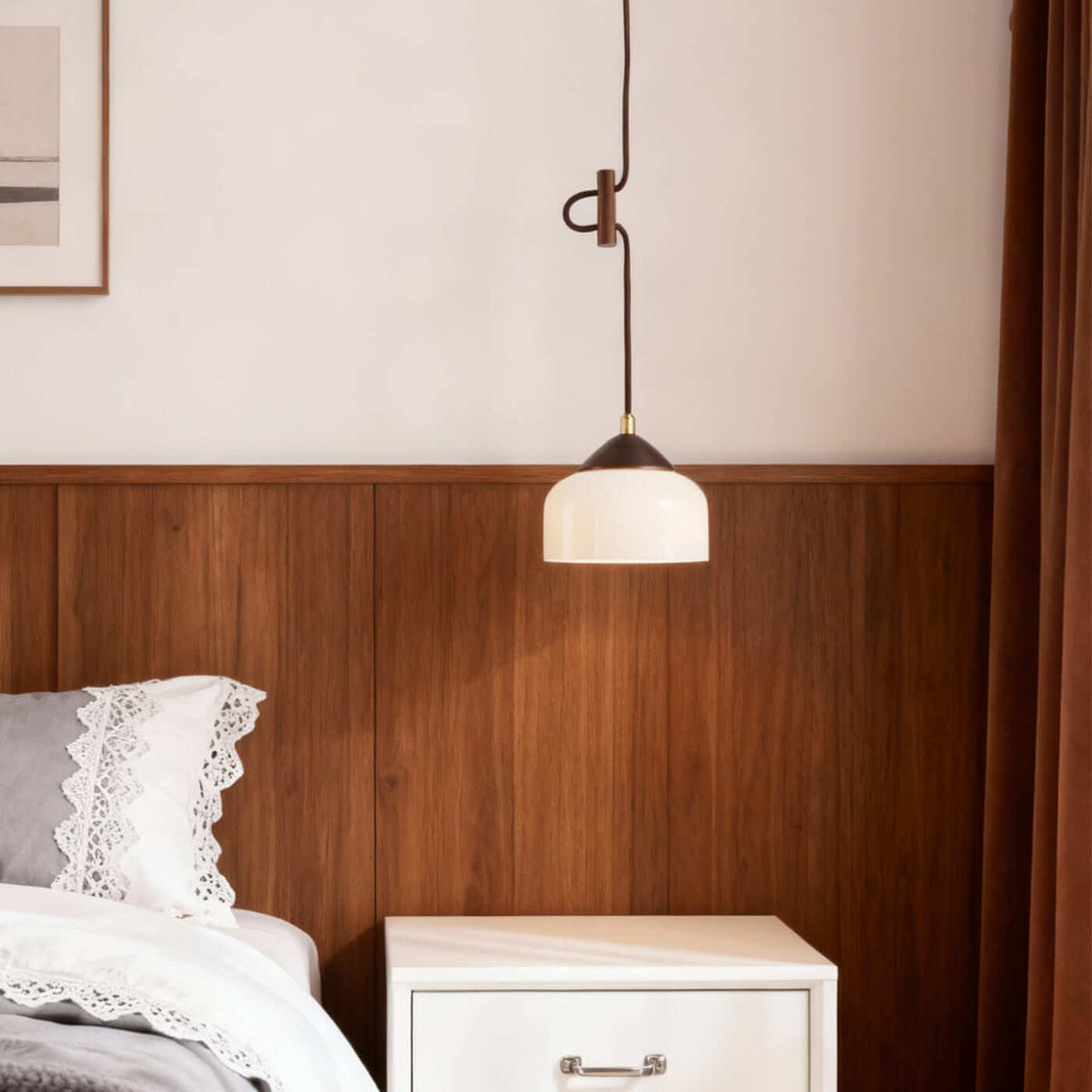 Minimalist Wood & Glass Pendant Light – Glass detail 4