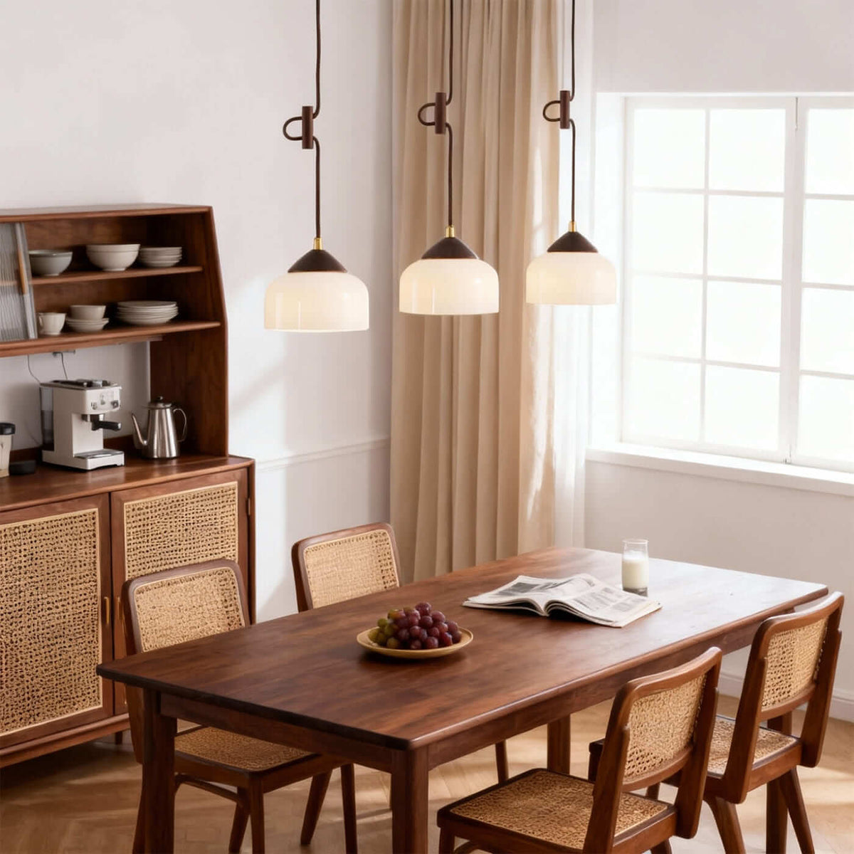 Minimalist Wood & Glass Pendant Light