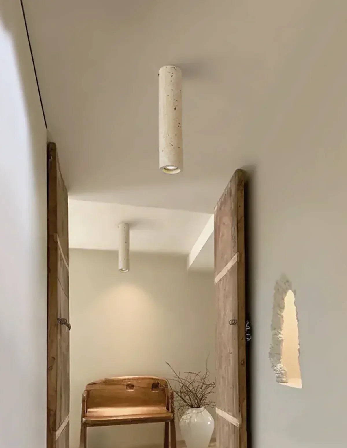 Wabi Sabi Cylinder Travertine Ceiling Lamp – Travertine detail 8