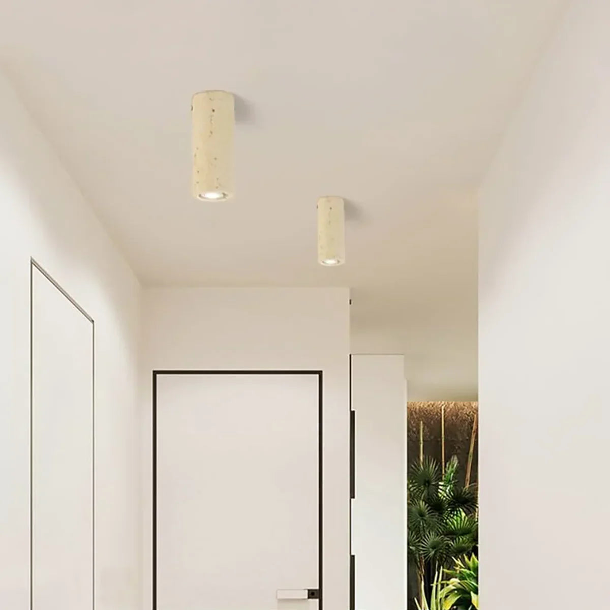 Wabi Sabi Cylinder Travertine Ceiling Lamp – Travertine detail 5