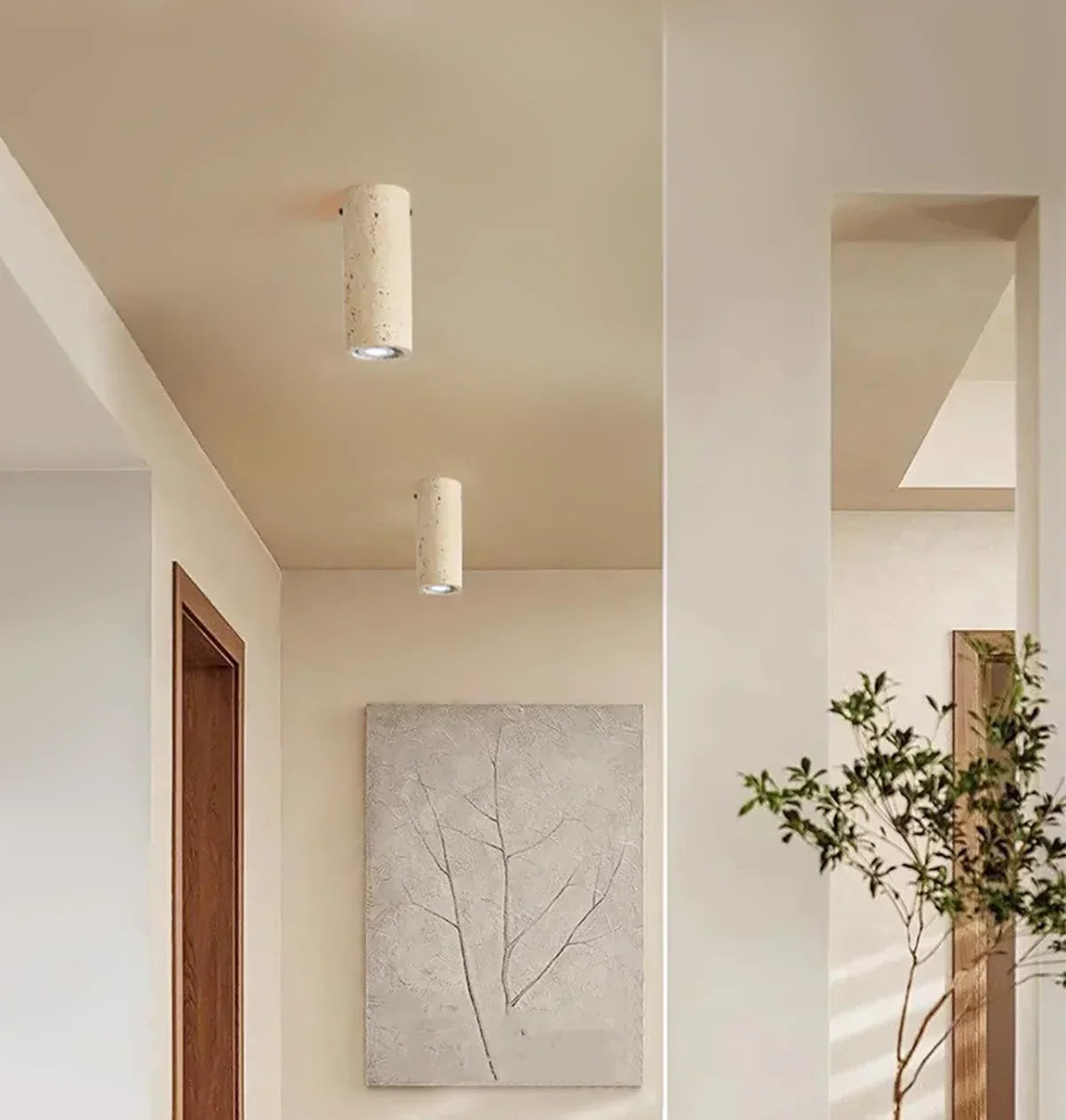 Wabi Sabi Cylinder Travertine Ceiling Lamp – Travertine detail 7