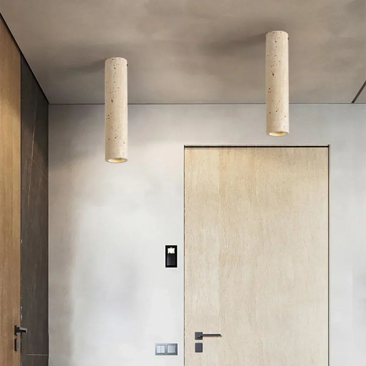 Wabi Sabi Cylinder Travertine Ceiling Lamp – Travertine detail 4