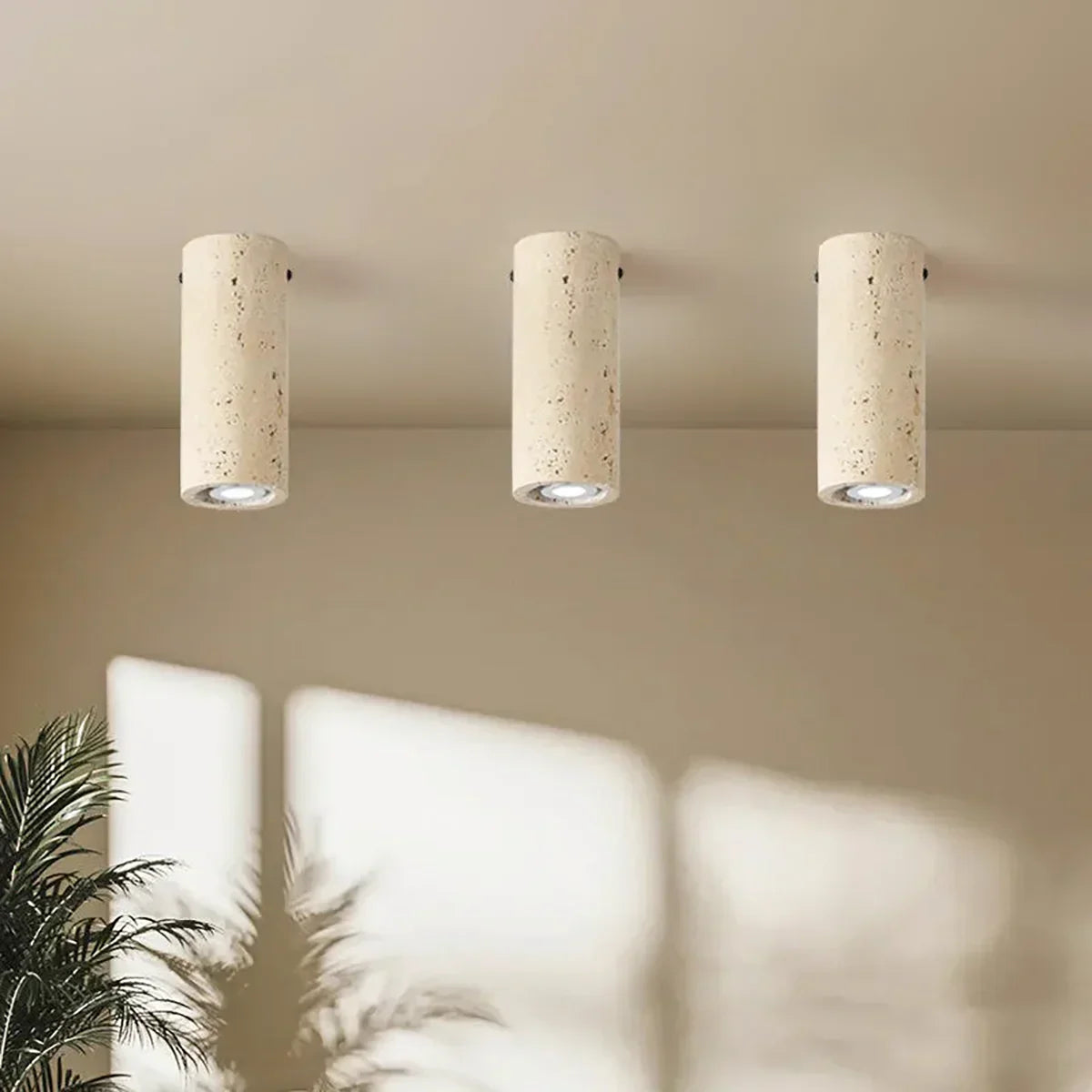 Wabi Sabi Cylinder Travertine Ceiling Lamp – Travertine detail 2