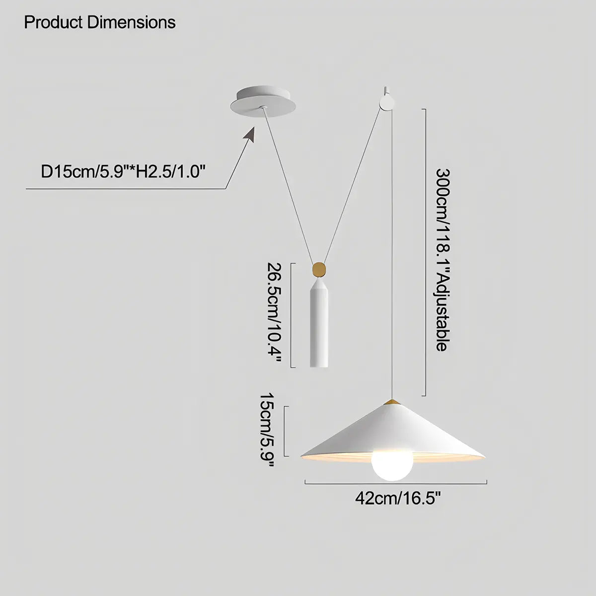 Cone Counterweight Pulley Swag Pendant Lamp – detail 17