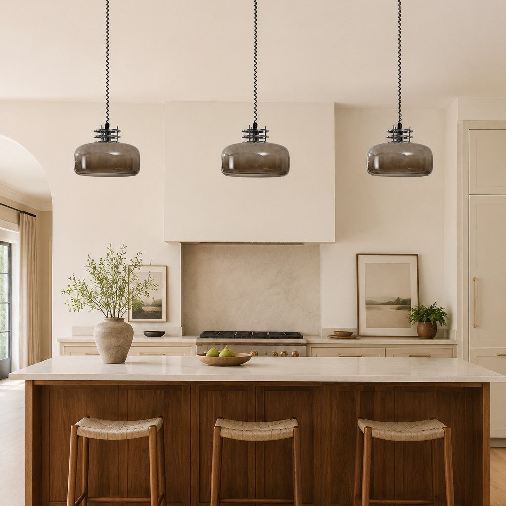 Bauhaus Retractable Round Glass Pendant Light – Glass detail 7