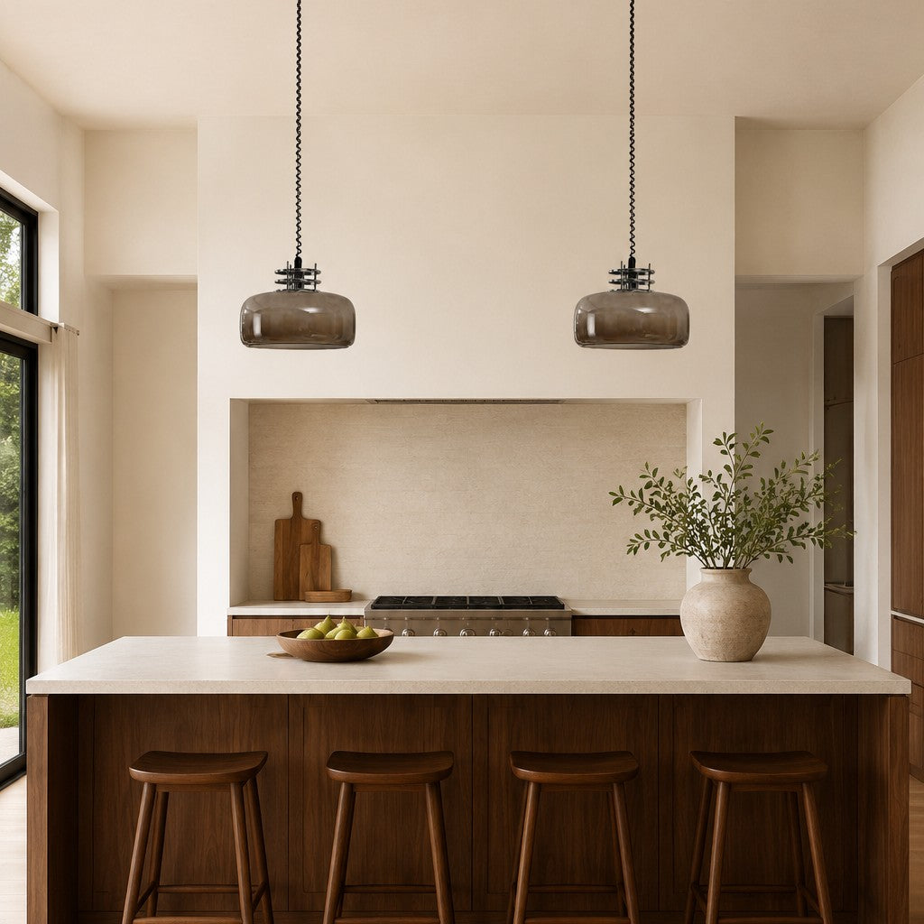 Bauhaus Retractable Round Glass Pendant Light – Glass detail 6