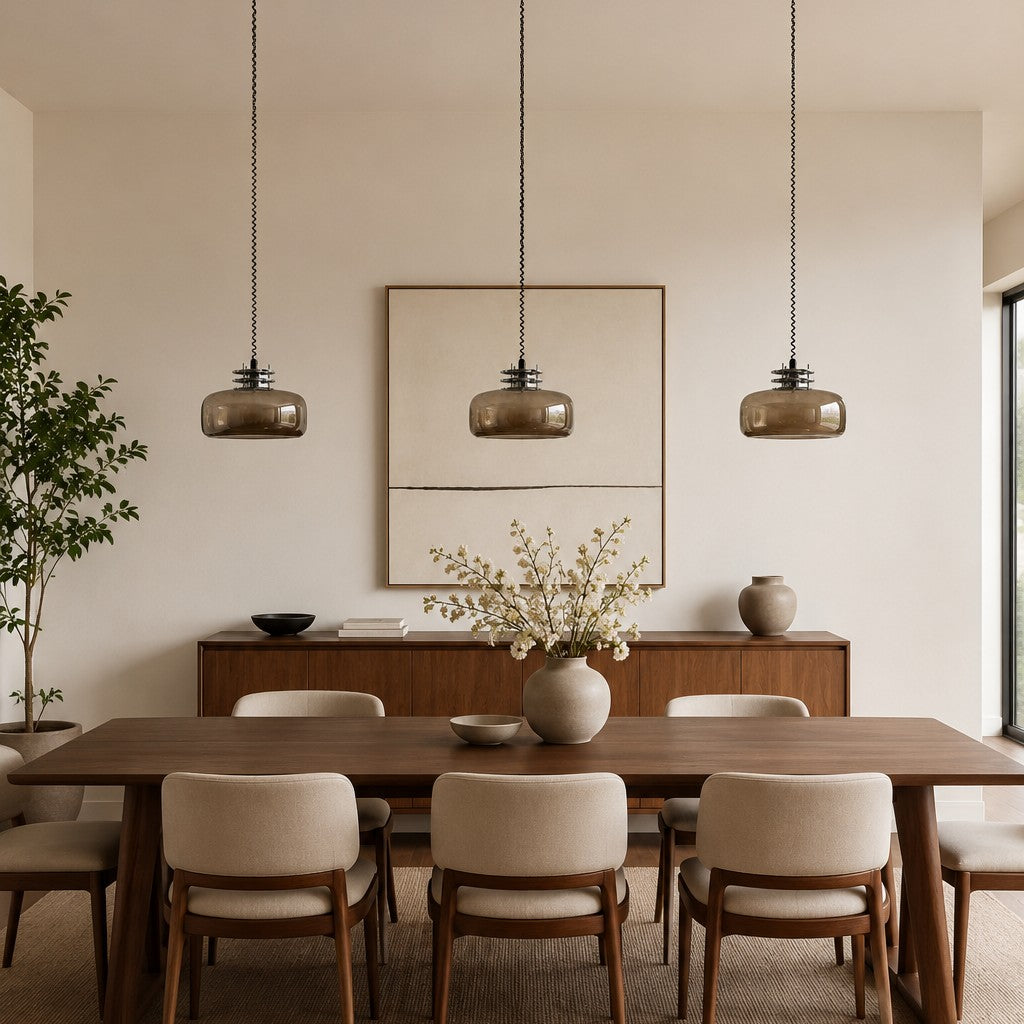 Bauhaus Retractable Round Glass Pendant Light – Glass detail 4