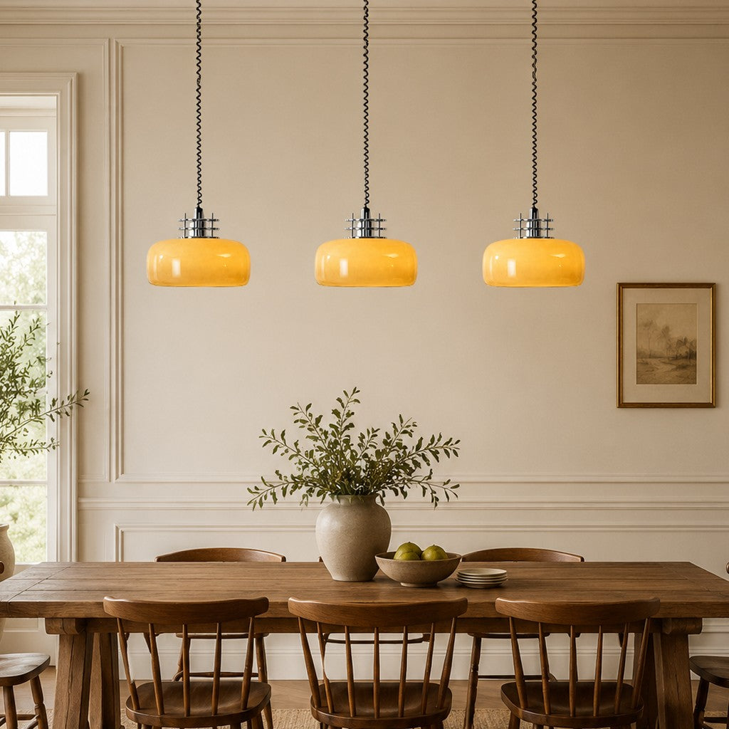 Bauhaus Retractable Round Glass Pendant Light – Glass detail 11