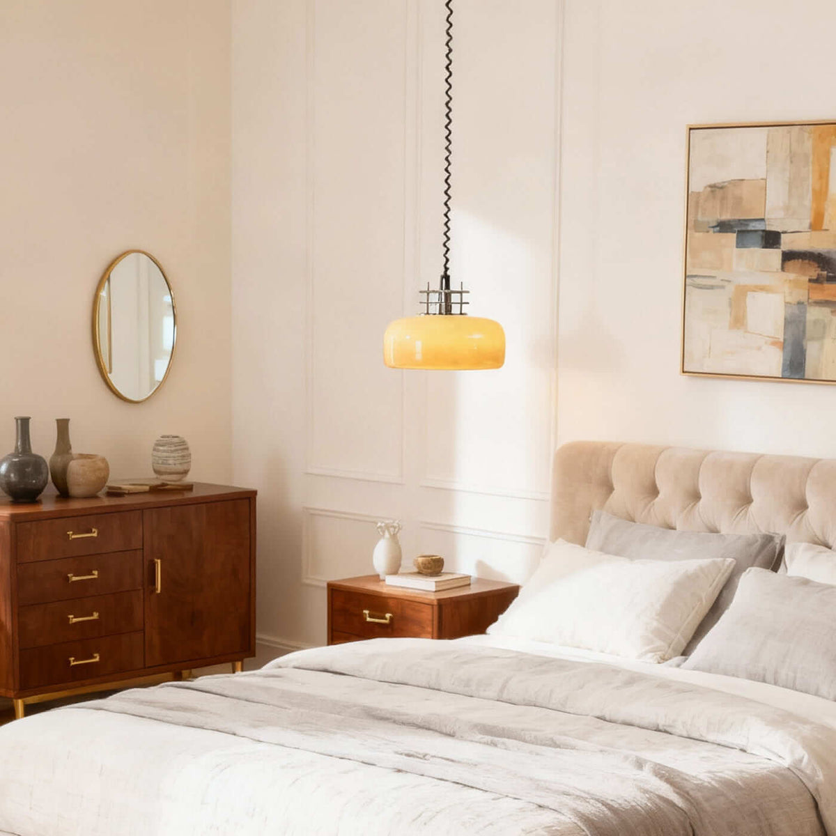 Bauhaus Retractable Round Glass Pendant Light – Glass detail 13