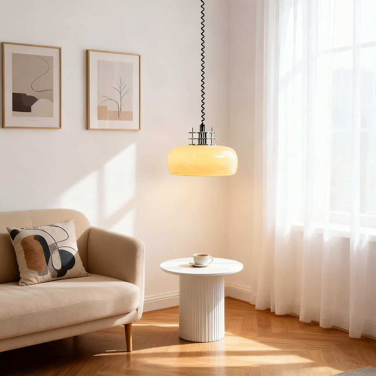 Bauhaus Retractable Round Glass Pendant Light – Glass detail 12