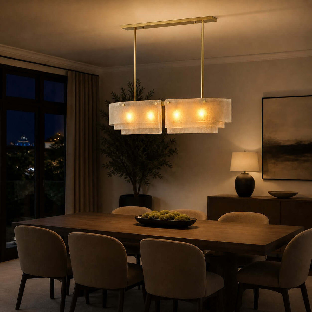 Tiered Glass Linear Chandelier – Glass detail 6