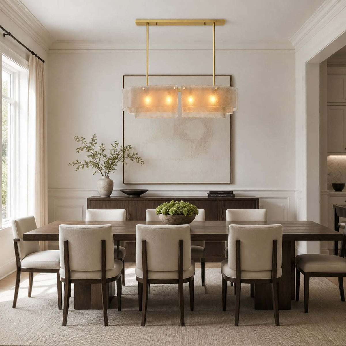Tiered Glass Linear Chandelier – Glass detail 7