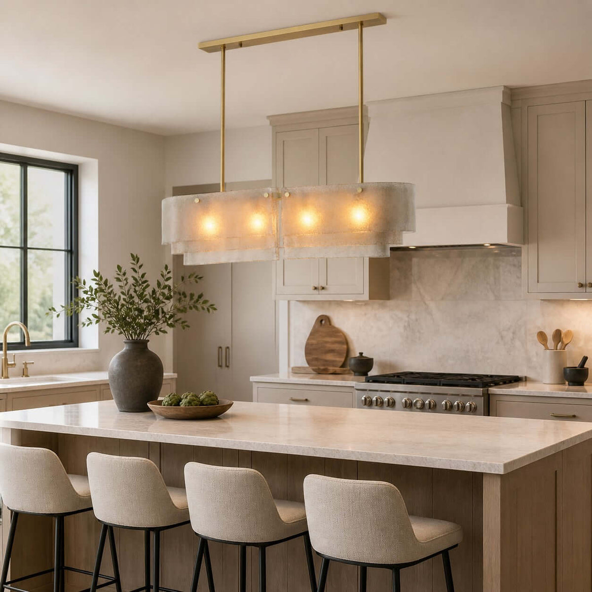 Tiered Glass Linear Chandelier – Glass detail 3