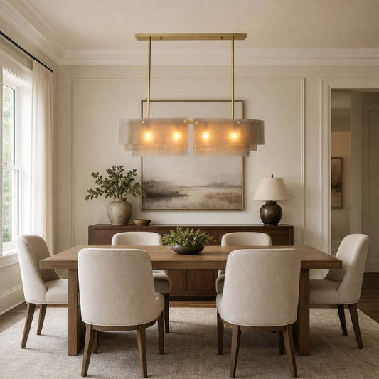 Tiered Glass Linear Chandelier