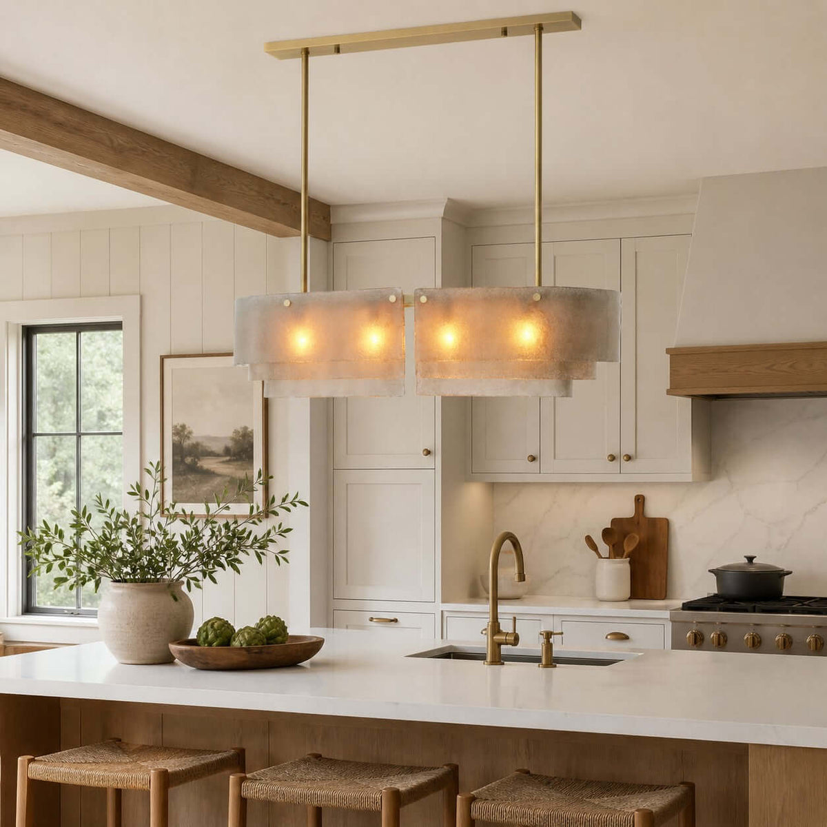 Tiered Glass Linear Chandelier – Glass detail 4