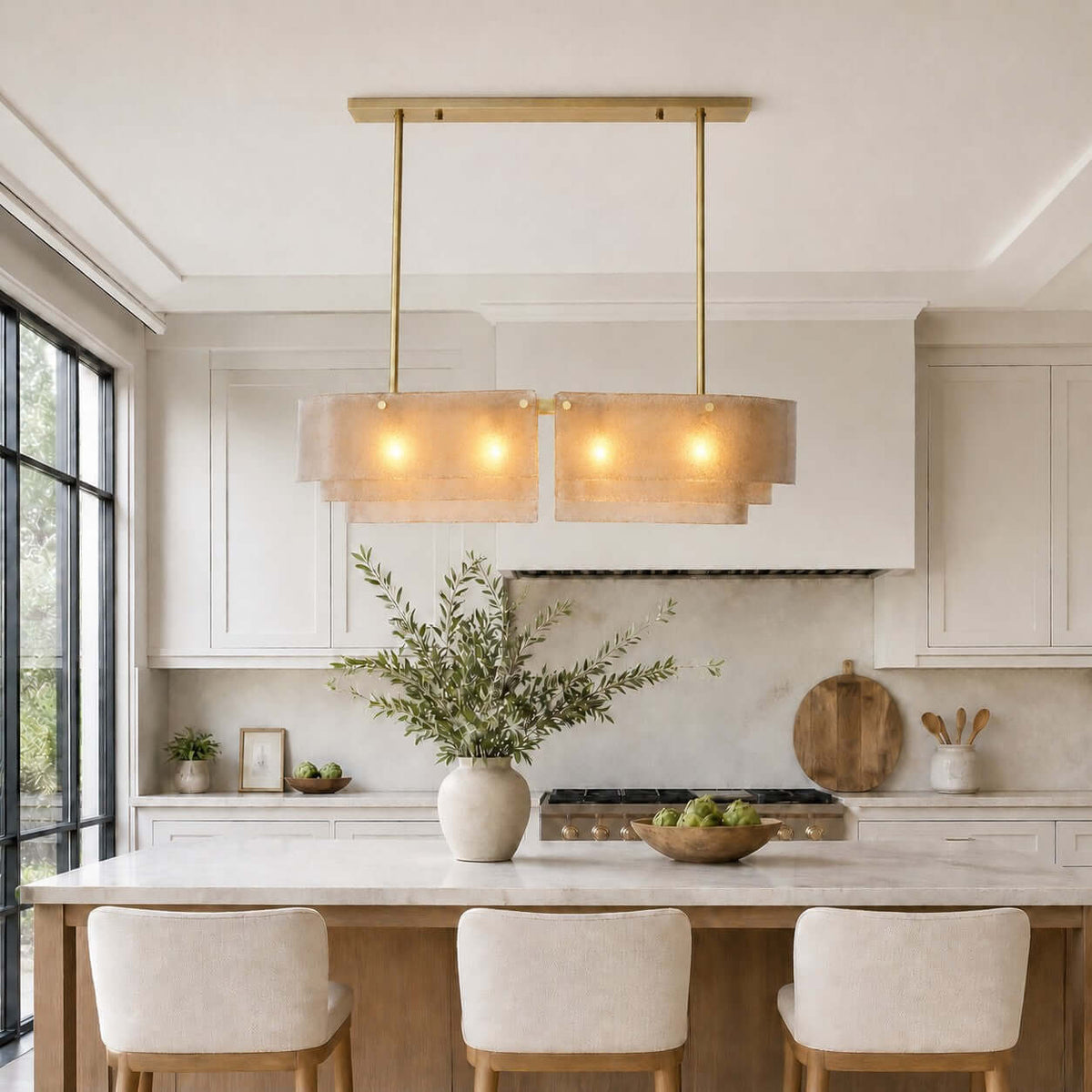 Tiered Glass Linear Chandelier – Glass detail 5