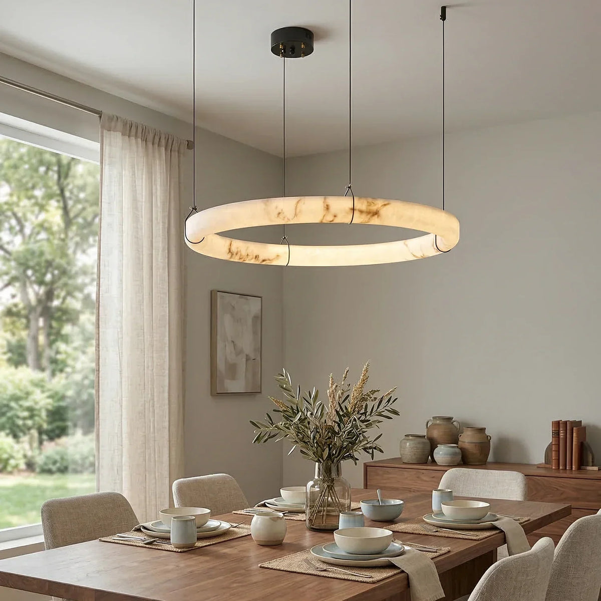 Alabaster Aura Circular Chandelier – Alabaster detail 2