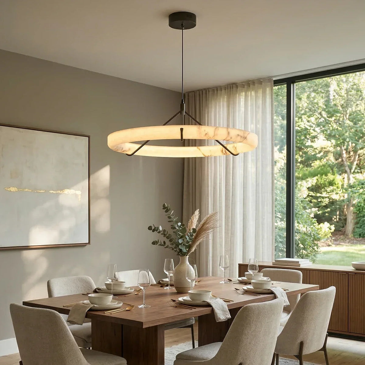 Alabaster Aura Circular Chandelier – Alabaster detail 3