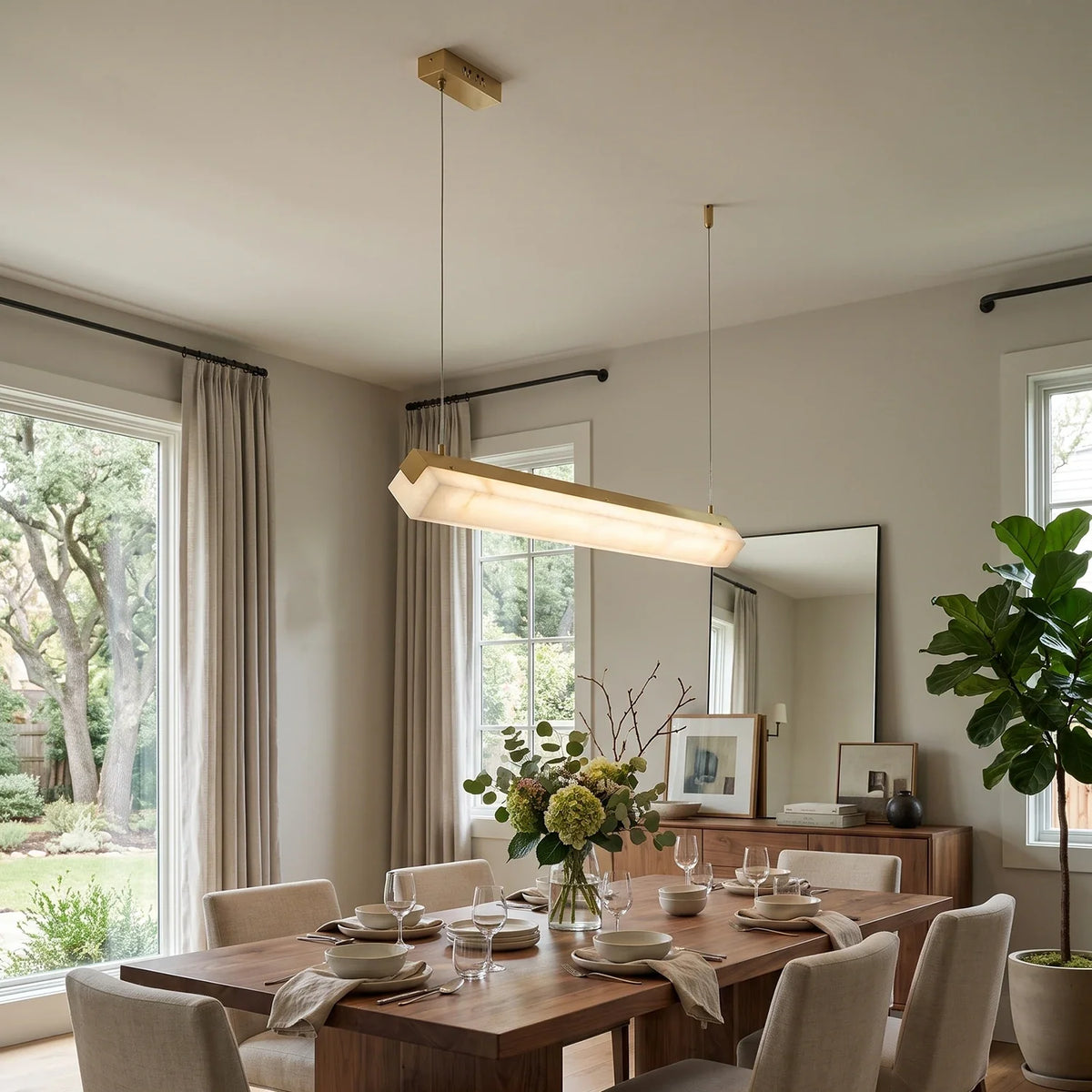 Alabaster Brick Linear Pendant Light – Alabaster detail 2