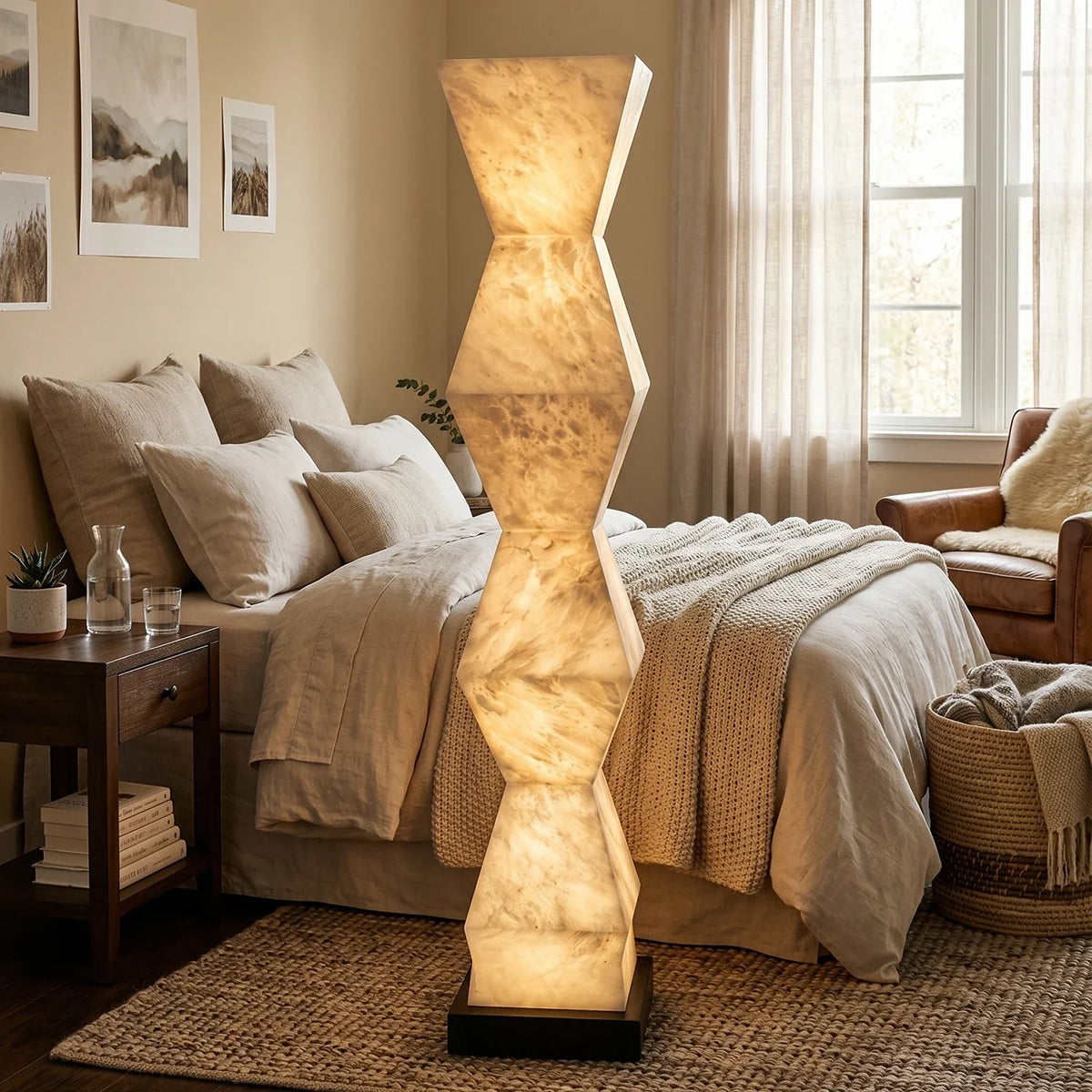 Alabaster Cairn Geometric Floor Lamp – Alabaster detail 8
