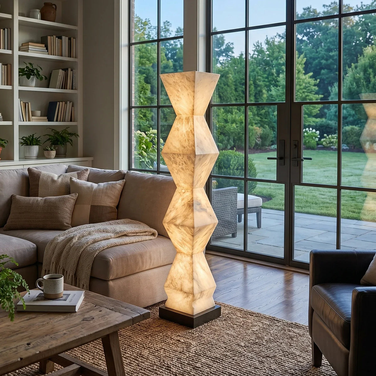 Alabaster Cairn Geometric Floor Lamp – Alabaster detail 2