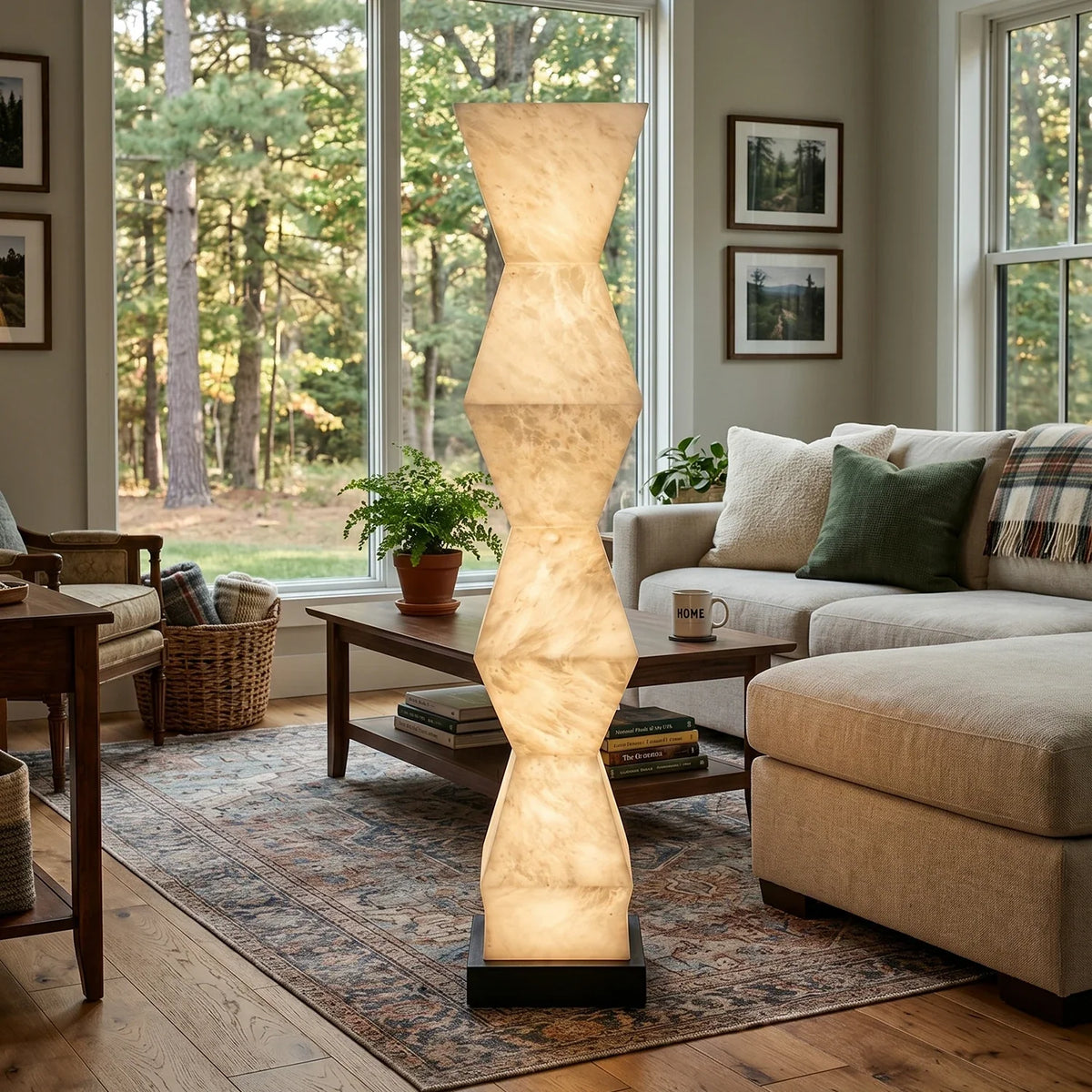 Alabaster Cairn Geometric Floor Lamp – Alabaster detail 6