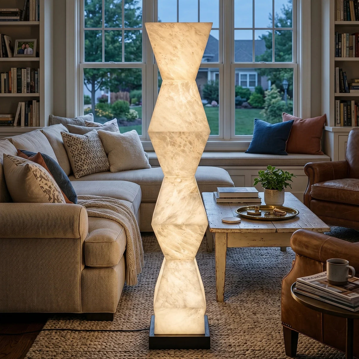 Alabaster Cairn Geometric Floor Lamp – Alabaster detail 7